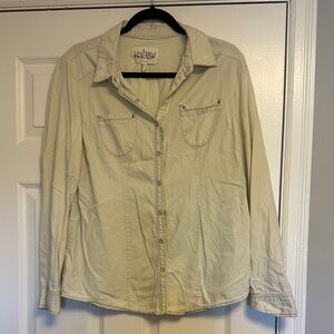 Cream Western Button Down // Pearl Snap Utility Shirt